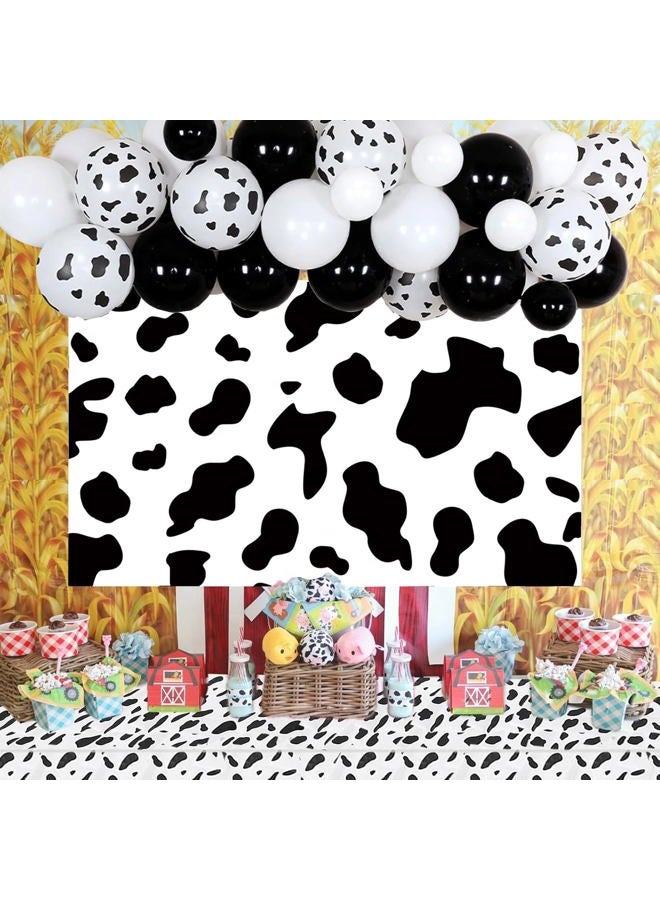 HQM 7x5FT Cow Party Photography Backdrops Black and White Cow Farm Animal Happy Birthday Photo Background Kid's Birthday Party Newborn Baby Shower Banner Props - Image 2
