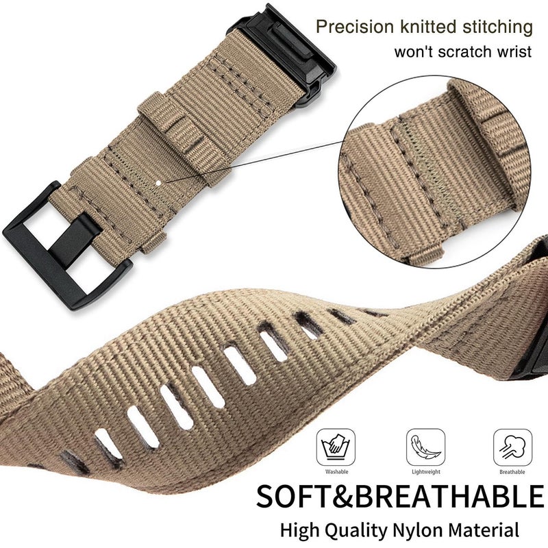 Abanen Rugged Nylon Watch Bands for Garmin Fenix 7X / Fenix 6X / Fenix 5X/Enduro 2, Quick Fit 26mm Adjustable Woven Nylon Sports Wrist Strap with Stainless Steel Clasp for Tactix 7 Pro, epix Pro 51mm - Image 4