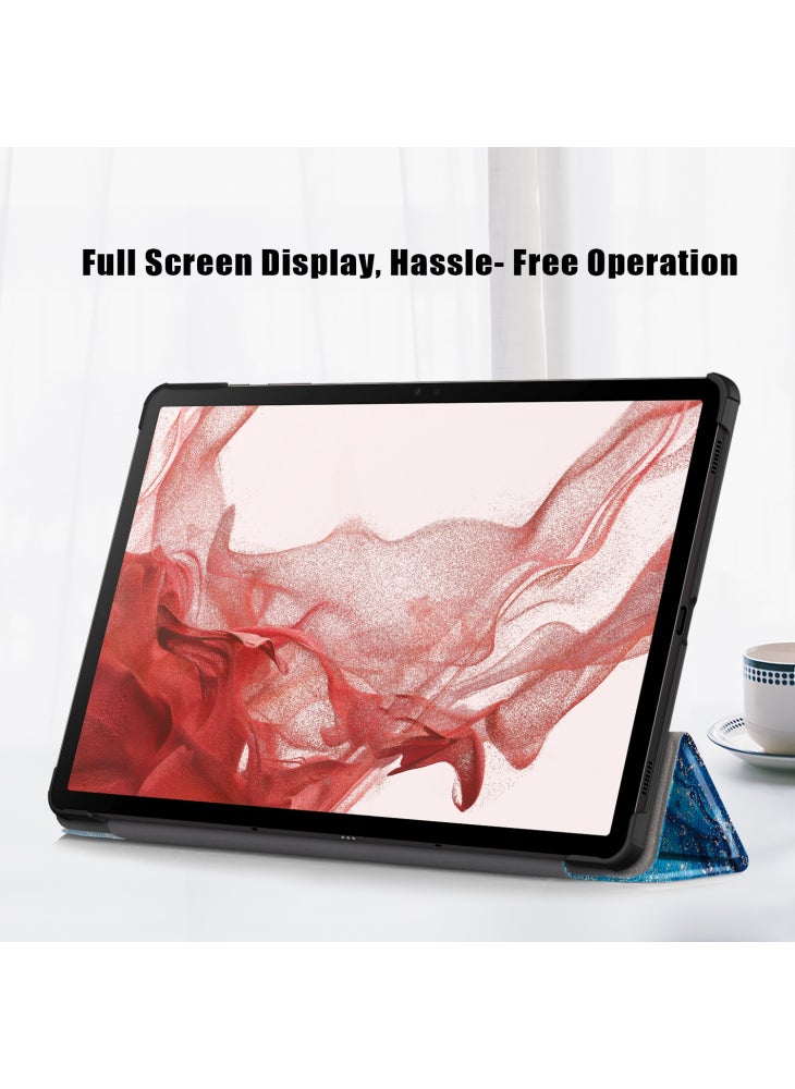 For Samsung Galaxy Tab S9 11-Inch SM-X710,SM-X716B,SM-X718U Pattern Printing Leather Tablet Case Trifold Stand Smart Cover - Sea Wave - Image 5