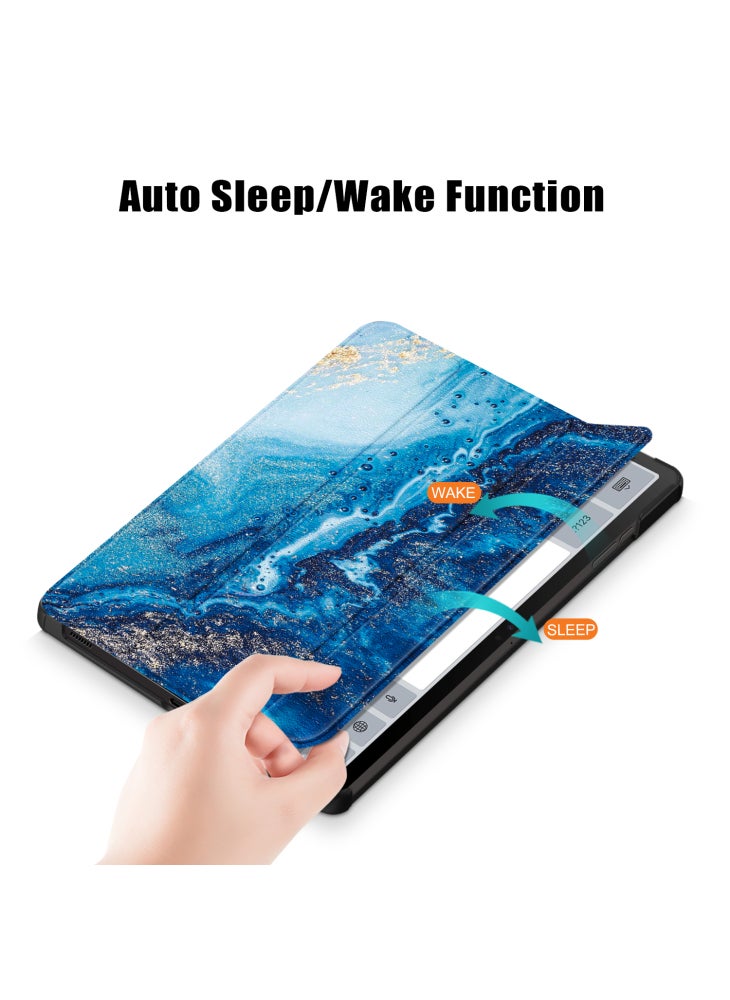 For Samsung Galaxy Tab S9 11-Inch SM-X710,SM-X716B,SM-X718U Pattern Printing Leather Tablet Case Trifold Stand Smart Cover - Sea Wave - Image 3