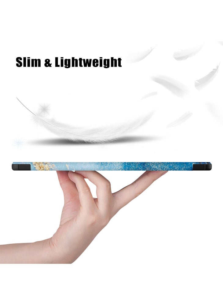 For Samsung Galaxy Tab S9 11-Inch SM-X710,SM-X716B,SM-X718U Pattern Printing Leather Tablet Case Trifold Stand Smart Cover - Sea Wave - Image 4