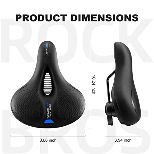 Rockbros وسادة مقعد دراجة ROCKBROS للرجال والنساء مع مقبض وكرة امتصاص الصدمات المزدوجة من فوم الذاكرة - مقعد دراجة بمفهوم 3 مناطق، ملحقات دراجة جبلية عريضة ناعمة مقاومة للماء - Image 5