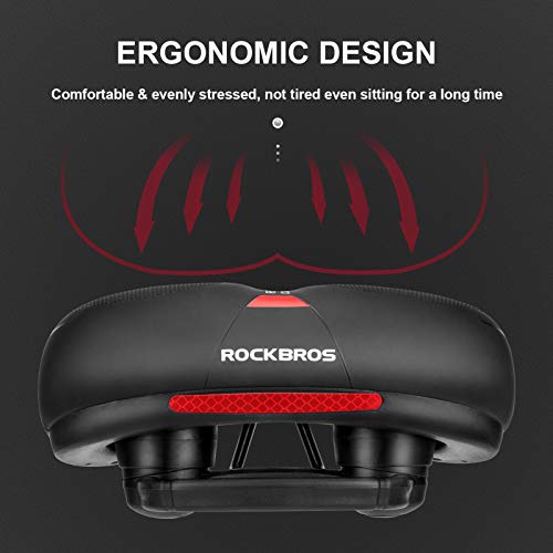 Rockbros وسادة مقعد دراجة ROCKBROS للرجال والنساء مع مقبض وكرة امتصاص الصدمات المزدوجة من فوم الذاكرة - مقعد دراجة بمفهوم 3 مناطق، ملحقات دراجة جبلية عريضة ناعمة مقاومة للماء - Image 4