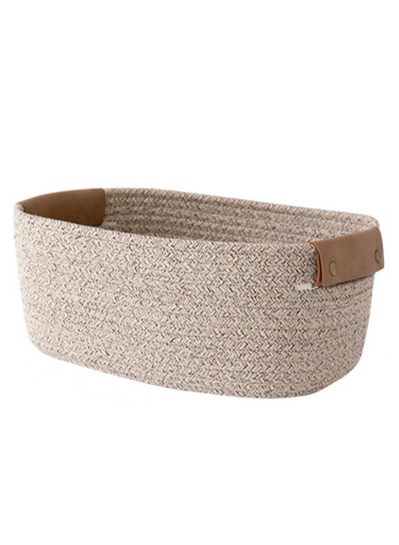 AiheArron Storage Basket, Storage Baskets for Shelves Organizer, Cotton Rope Baskets for Storage, Woven Basket for Handles,Towel Baskets for Bathroom (Light Brown,M) - Image 1