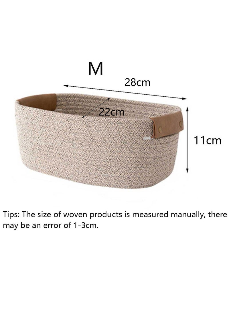 AiheArron Storage Basket, Storage Baskets for Shelves Organizer, Cotton Rope Baskets for Storage, Woven Basket for Handles,Towel Baskets for Bathroom (Light Brown,M) - Image 4