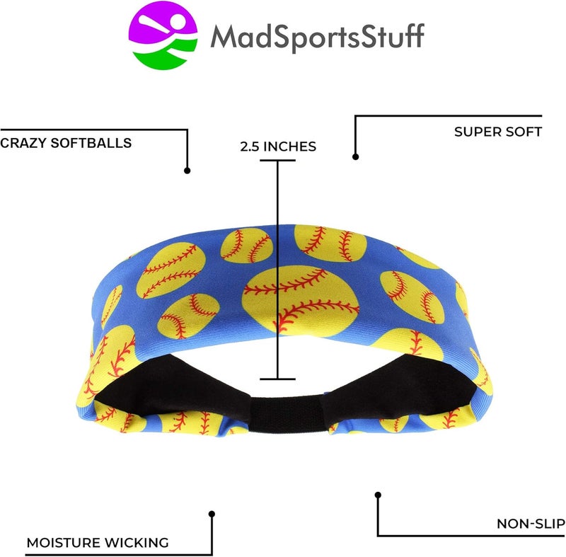 MadSportsStuff Crazy Softball Headband with Softball Logos - Image 4