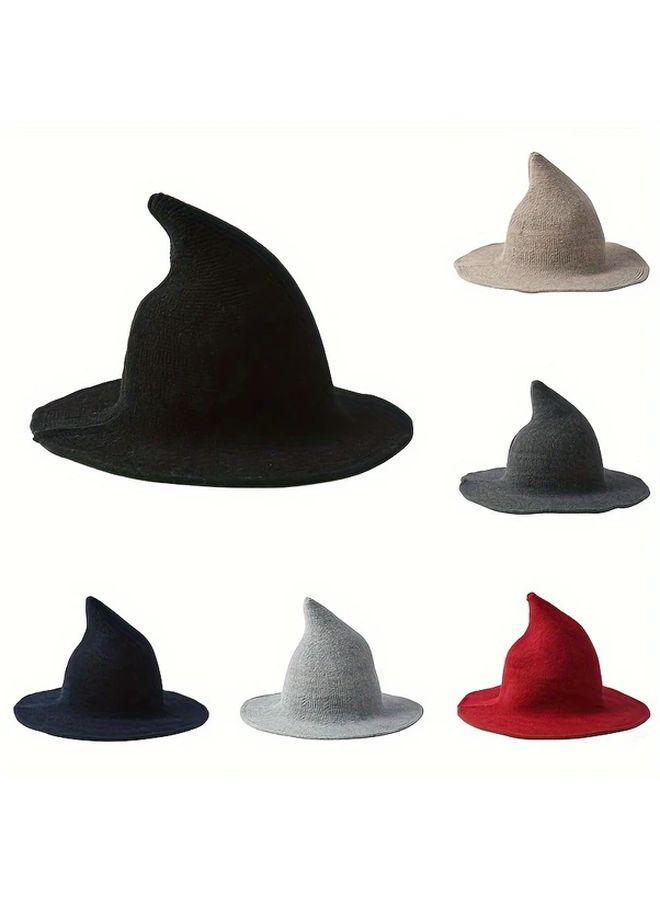 Maroon Knitted Witch Hat For Halloween Christmas Party And Event - Image 1