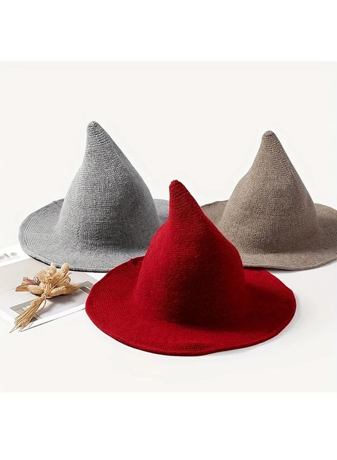 Maroon Knitted Witch Hat For Halloween Christmas Party And Event - Image 4