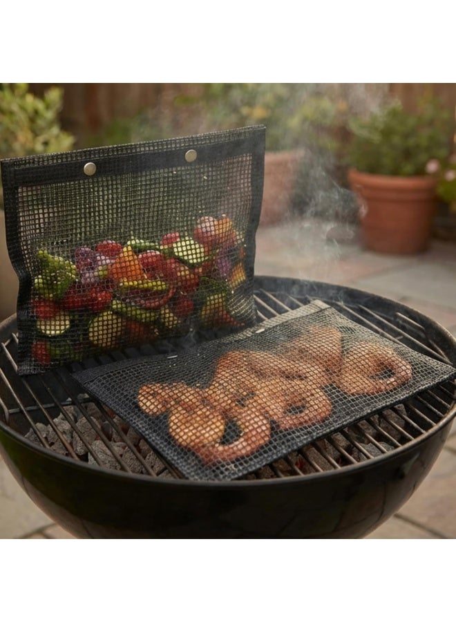 حقيبة شبكية للشواء، حقيبة شواء كبيرة غير لاصقة مصنوعة من مادة PTFE، مقاومة للحرارة، قابلة لإعادة الاستخدام، سهلة التنظيف، مزودة بظهر شبكي، مثالية للطهي في الهواء الطلق، مناسبة للنزهات والشواء، مقاس 24 × 16 سم - Image 1