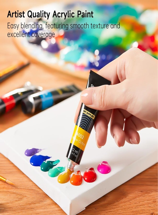 Shuttle Art Acrylic Paint Set, 15 x 12ml Tubes Artist Quality Non Toxic Rich Pigments Colors Perfect for Kids Adults Beginners Artists Painting on Canvas Wood Clay Fabric Ceramic Crafts - Image 4