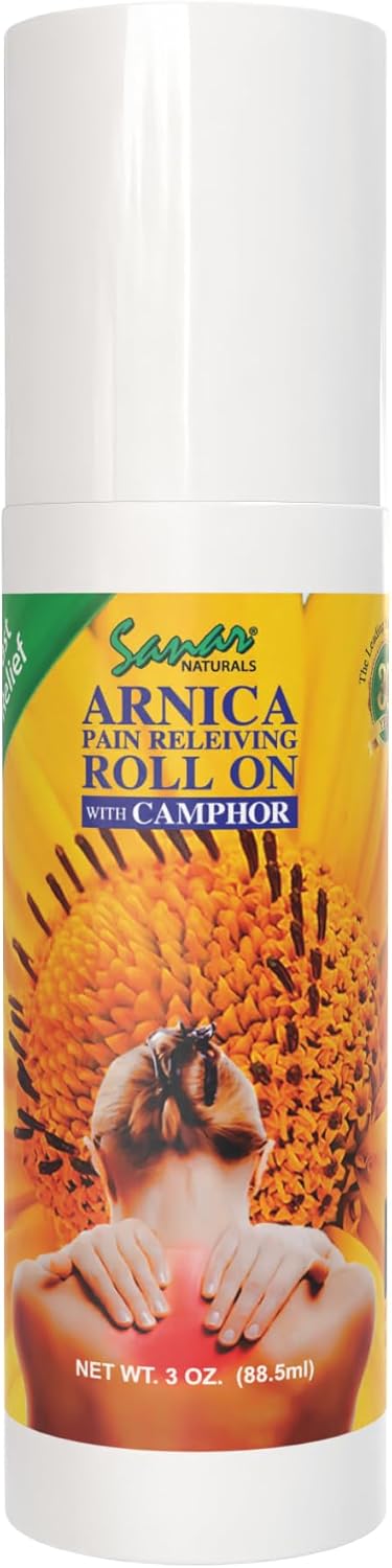 Sanar Naturals Arnica Roll On, 3 oz - Quick Pain Relief of Joint Pain, Muscle Pain, Muscle Soreness, Lower Back Pain and Neck Pain, Contains Menthol and Camphor, Non-Greasy