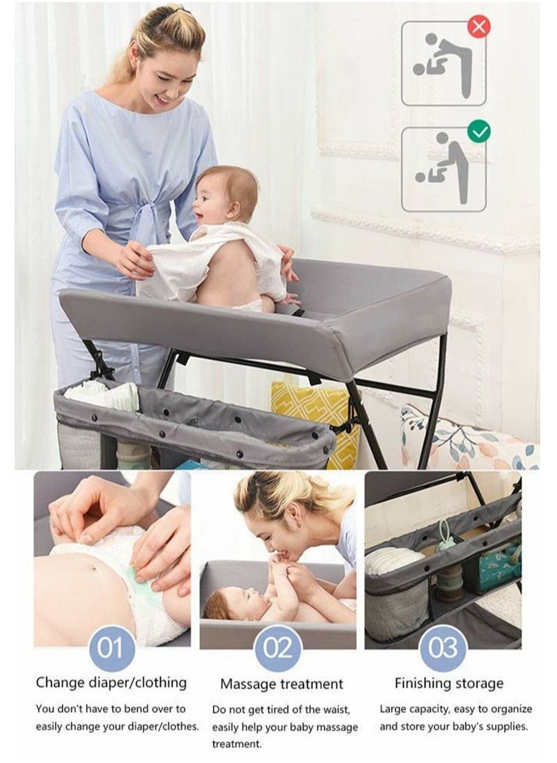 Portable Baby Changing Table Folding with Wheels and Storage Bag Diaper Station Nursery Organizer for Infant