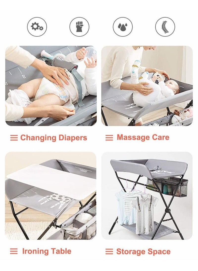 Portable Baby Changing Table Folding with Wheels and Storage Bag Diaper Station Nursery Organizer for Infant