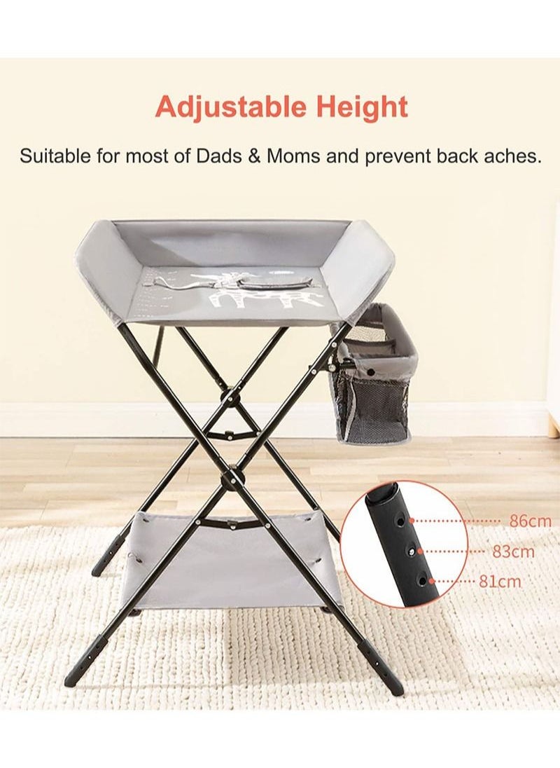 Portable Baby Changing Table Folding with Wheels and Storage Bag Diaper Station Nursery Organizer for Infant