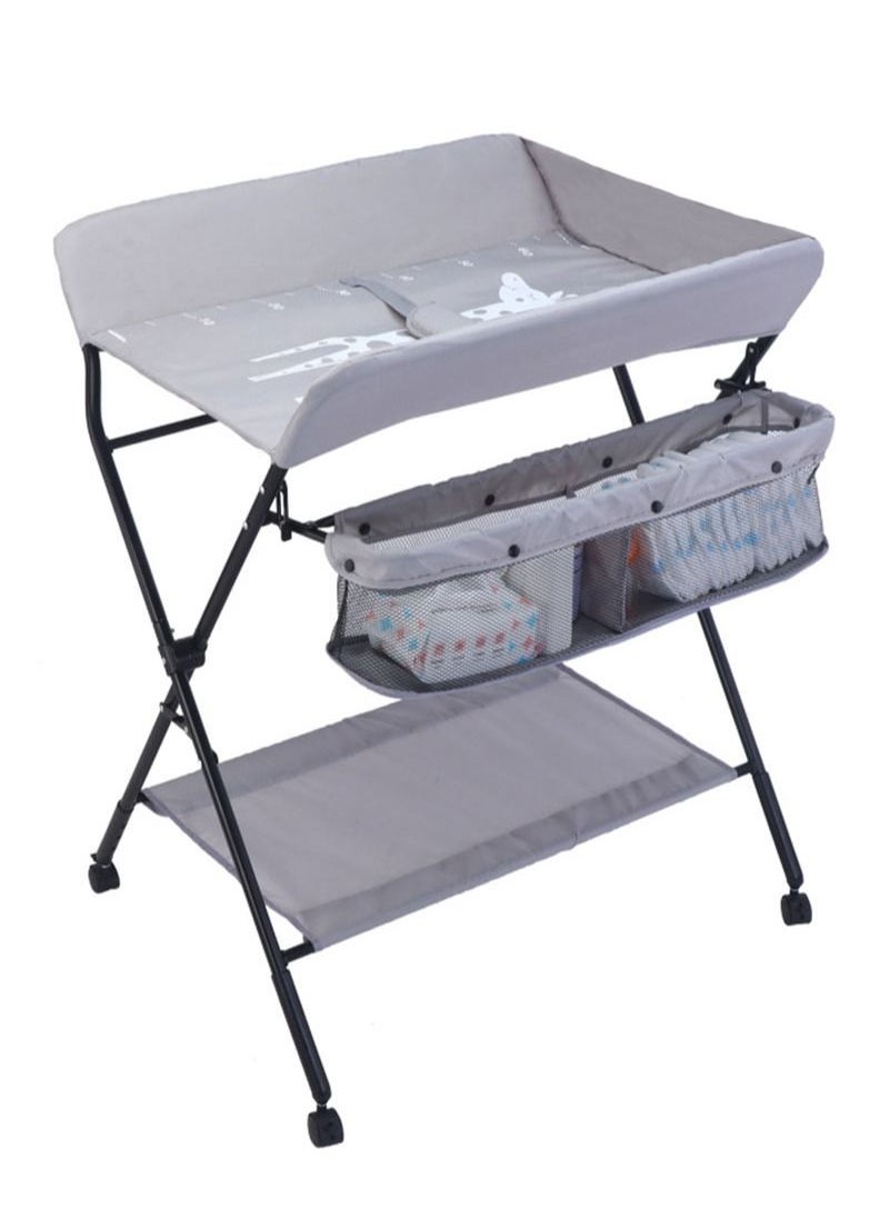 Portable Baby Changing Table Folding with Wheels and Storage Bag Diaper Station Nursery Organizer for Infant