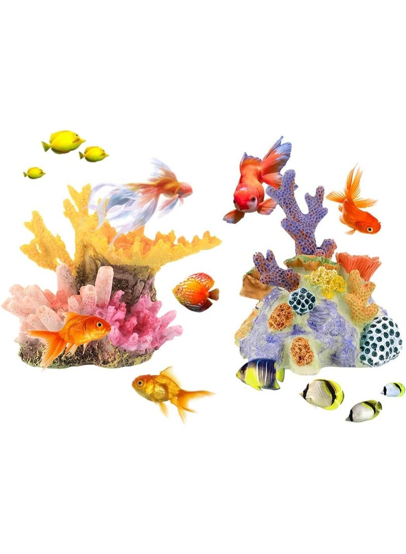 Relex 2PCS Artificial Coral Reef Decorations, Realistic Aquarium Plants Colorful Fish Tank Ornament for Fish Tank Accessories, Aquarium Landscape Decor, Resin (Coral) - Image 1