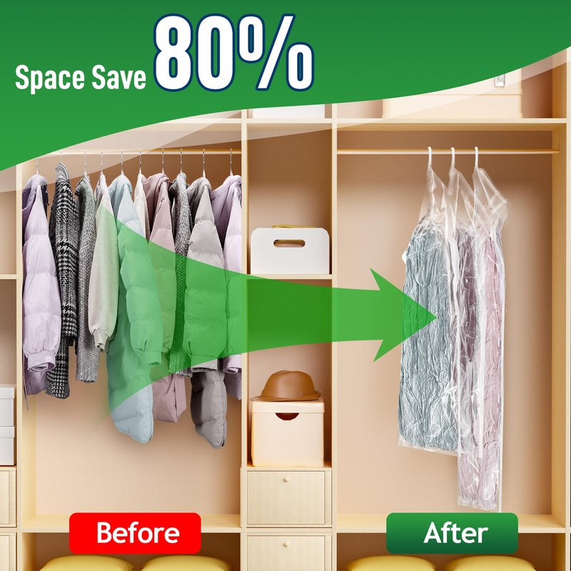 Brodi Hanging Vacuum Storage Bags For Clothes With Hand Pump,Coat Storage Bag Hanging,Vacuum Bags For Clothes,Space Saver Vacuum Storage Bags,Garment, Clothing, Dress, Suit, Long Coat, Jacket(Long 4 Packï¼‰ - Image 3