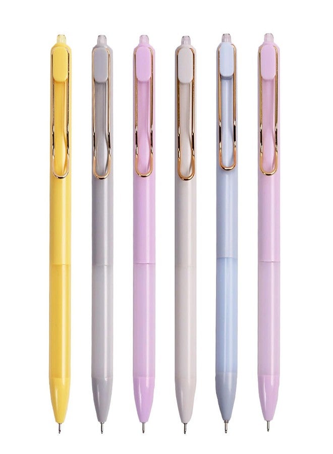 DUNBONG Retractable 0.5mm Porous Point Pen, metal clip, non-slip pen holder, Black ink gel pens, Box of 6 Pens (6) - Image 1
