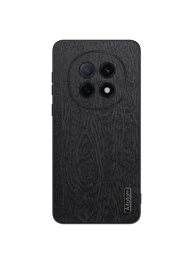 erorex - For  OPPO A5  Pro Tree Bark Leather Shockproof Phone Case(Black) - Image 1