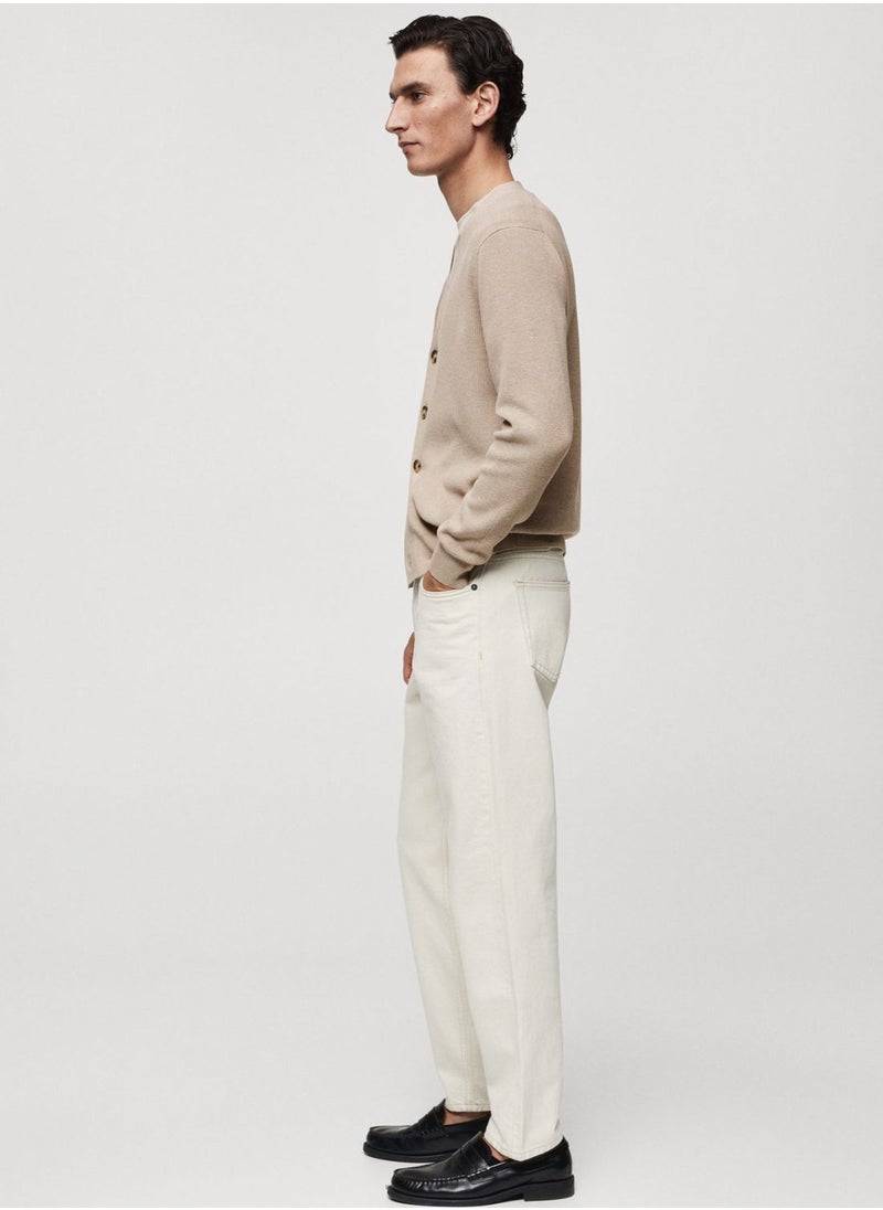 Mango Man - Button Detail Ribbed Cardigan - Image 1