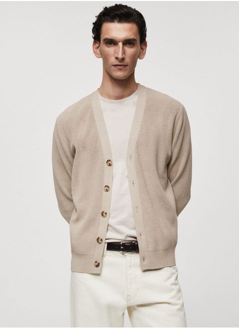 Button Detail Ribbed Cardigan
