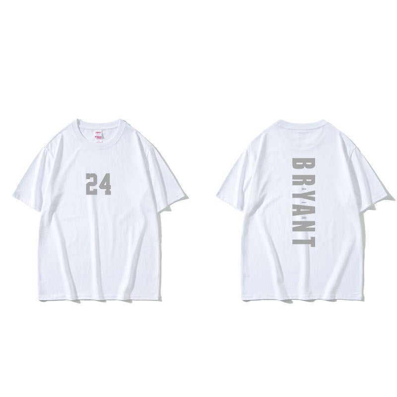 Generic Kobe Basketball Cotton T-Shirt Mens Athletic Quick-Dry Kobe No. 24 White Short Sleeve