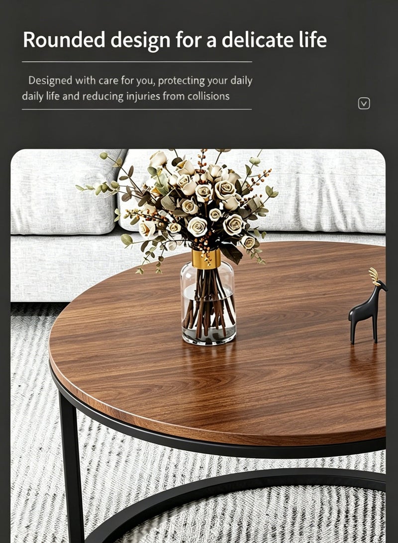 Shangxing Central coffee table set (2 pieces). nested design, round central coffee table, modern side table,metal legs. suitable for living room. - Image 5