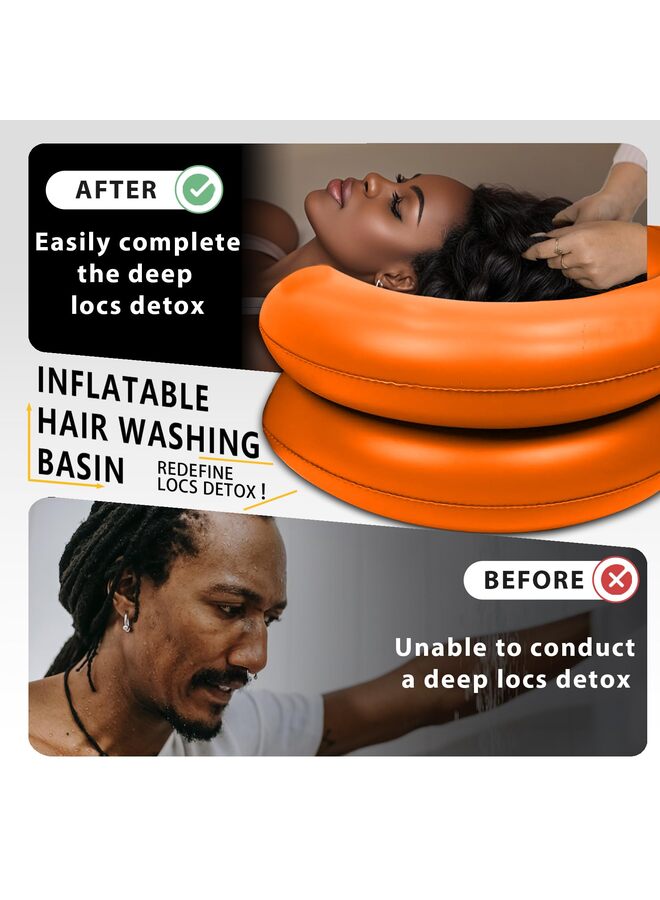 LAMAY Inflatable Hair Washing Tray for Sink at Home, Portable Shampoo Basin, Inflatable Shampoo Bowl Bed Washing Basin for Elderly, Disabled, Injured, Pregnant etc(Orange) - Image 3