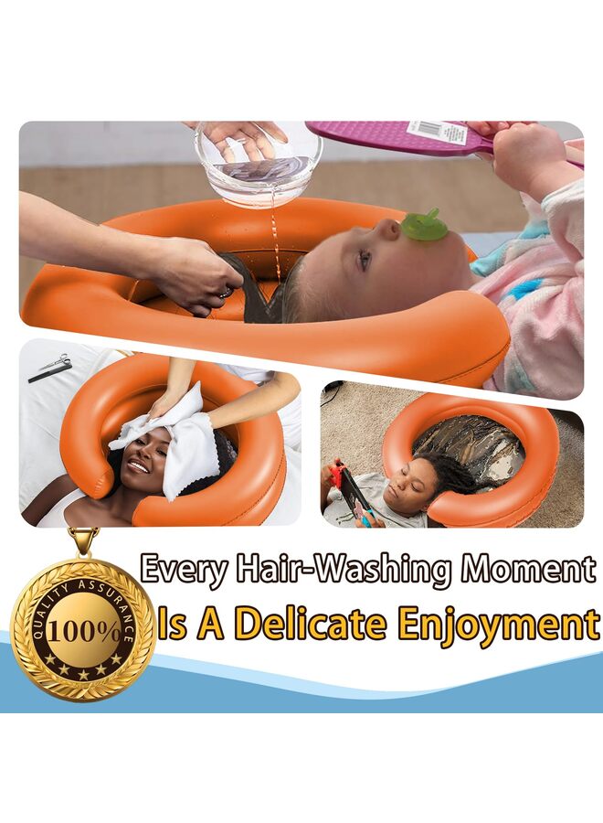 LAMAY Inflatable Hair Washing Tray for Sink at Home, Portable Shampoo Basin, Inflatable Shampoo Bowl Bed Washing Basin for Elderly, Disabled, Injured, Pregnant etc(Orange) - Image 4