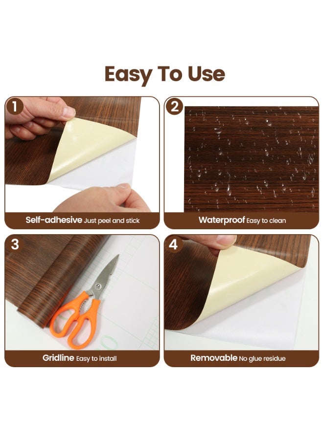 Black Walnut Wood Colored Contact Paper, Peel and Stick Self-Adhesive Wallpaper, Extra Thick, Decorative Vinyl Waterproof,300 x 40cm - Image 5