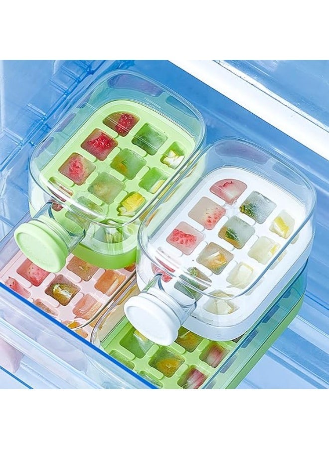 Ice Cube Bottle with Straw,2 in 1 Water Bottle Ice Cube Tray with Lid and Bin,Ice Cube Making Bottle for Home Outdoor Office Ice Making Freezer Coffee Juice Beverages (Pink 500) - Image 4