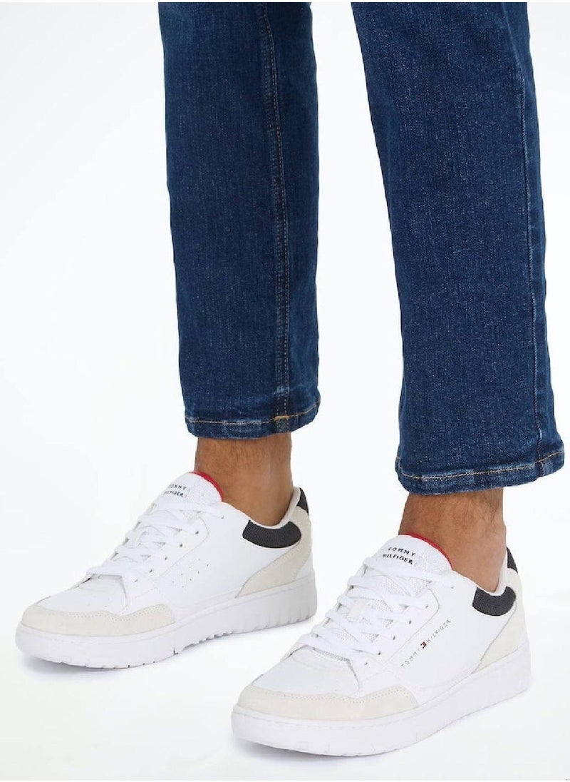 TOMMY HILFIGER - Men's Essential Leather Fine Cleat Basketball Trainers -  Leather mix upper, White - Image 1