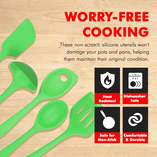 Chef Craft Premium Silicone Kitchen Tool and Utensil Set, 5 Piece, Green - Image 3