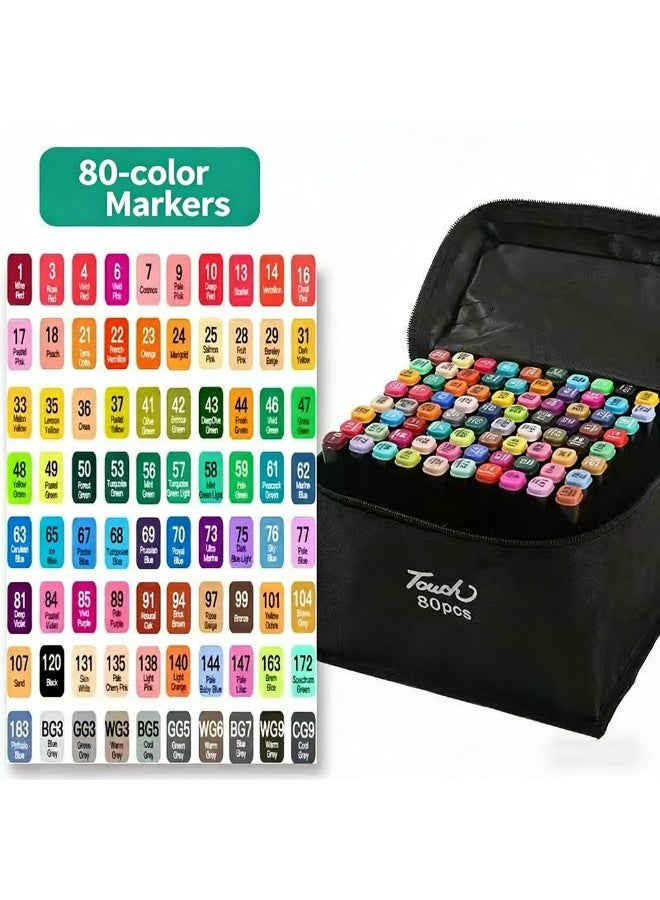 80-Piece Graphic Marker Pen, Dual Pen Tip Drawing Markers Pen with bag - Image 2