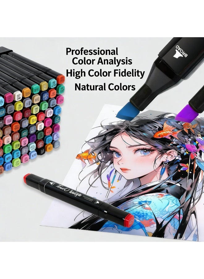 80-Piece Graphic Marker Pen, Dual Pen Tip Drawing Markers Pen with bag - Image 4