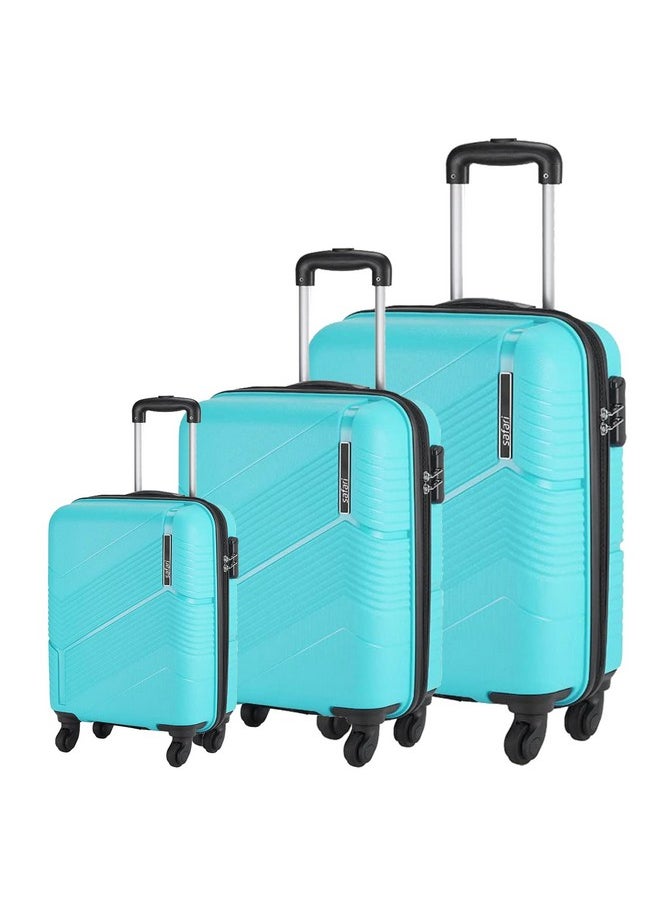 Safari Safari Polycarbonate (Pc) Hard Trolley Bags Set Of 3 (Small, Medium, Large) | Stylish Luggage Bags Set With Number Lock And 8 Wheels (Cyan, 54 Cm, Spinner)  - Image 1