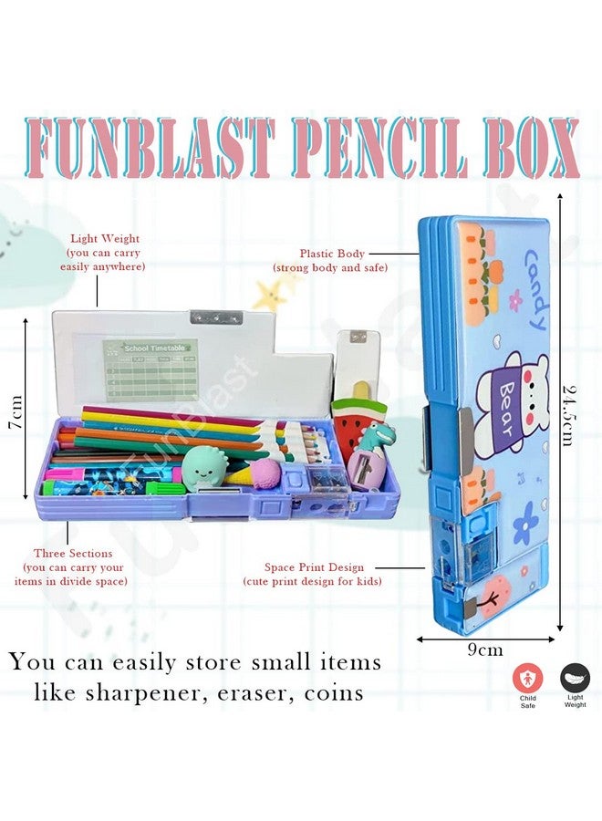 FunBlast Multifunctional Plastic Pencil Box for Kids,Magnetic Pencil Box, Pop up Pencil Box, Pencil Case for Kids - Cute Bear Pencil Box Multicolour - Image 2