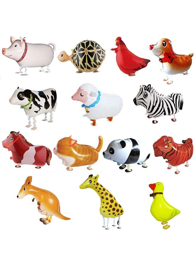 SOTOGO 14 Pieces Walking Animal Balloons Pet Balloons Farm Animal Balloon Toys Air Walkers For Kids Gift Birthday Party Decor - Image 1