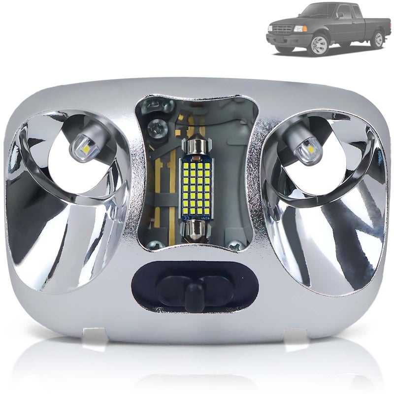 RHAOCZIYAUTO F37Z13776B Upgrade LED Cab Map Lamp Assembly Fit for Ford Ranger 19932004 Interior Roof Headliner Dome Map Light Lamp Ceiling Overhead Reading Lights Replace F37Z13776B