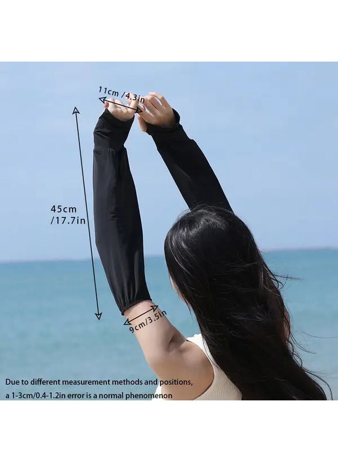 Black Sun Protection Arm Sleeves Lightweight Elastic for Outdoor Driving Cycling - Image 3