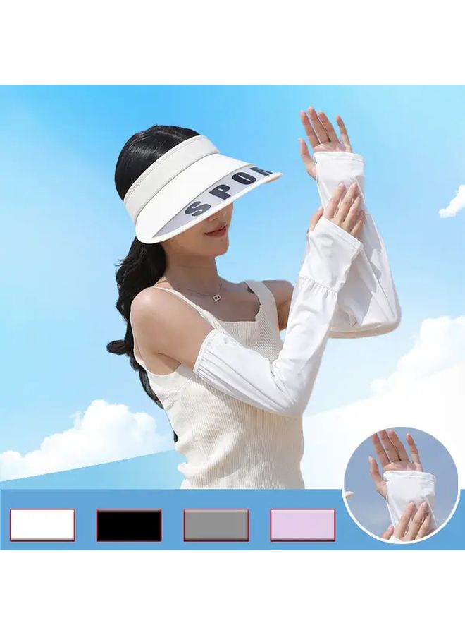 Black Sun Protection Arm Sleeves Lightweight Elastic for Outdoor Driving Cycling - Image 2