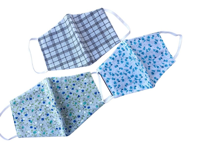 100 Cotton Face Mask Reusable Washable Reversible Printed Mask 2 Layer protection Pack Of 3  - Image 1