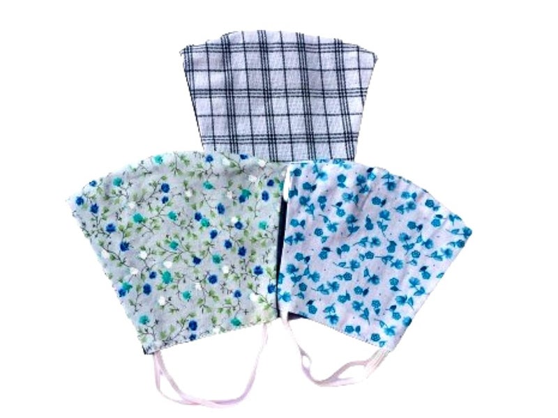 100 Cotton Face Mask Reusable Washable Reversible Printed Mask 2 Layer protection Pack Of 3  - Image 5