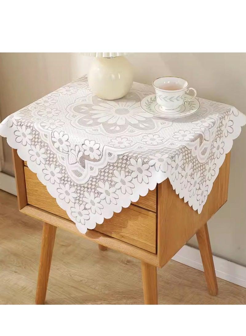 Nordic style lace tablecloth European tablecloth decorative tablecloth dust-proof tablecloth suitable for round table square table (size: 90cmX90cm) - Image 1