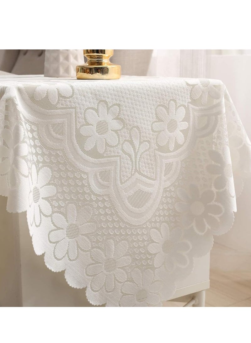 Nordic style lace tablecloth European tablecloth decorative tablecloth dust-proof tablecloth suitable for round table square table (size: 90cmX90cm) - Image 4