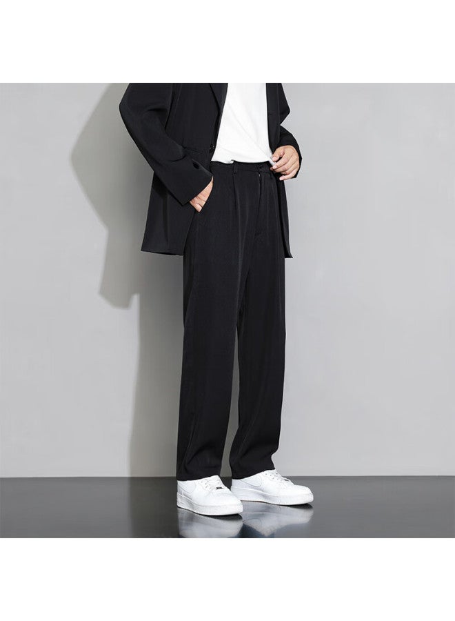 Foss Phil Men's Casual Pants, Spring And Summer Loose Straight-leg Trousers, Draping Wide-leg Pants, Sports Dress Pants, Black, 4XL - Image 3