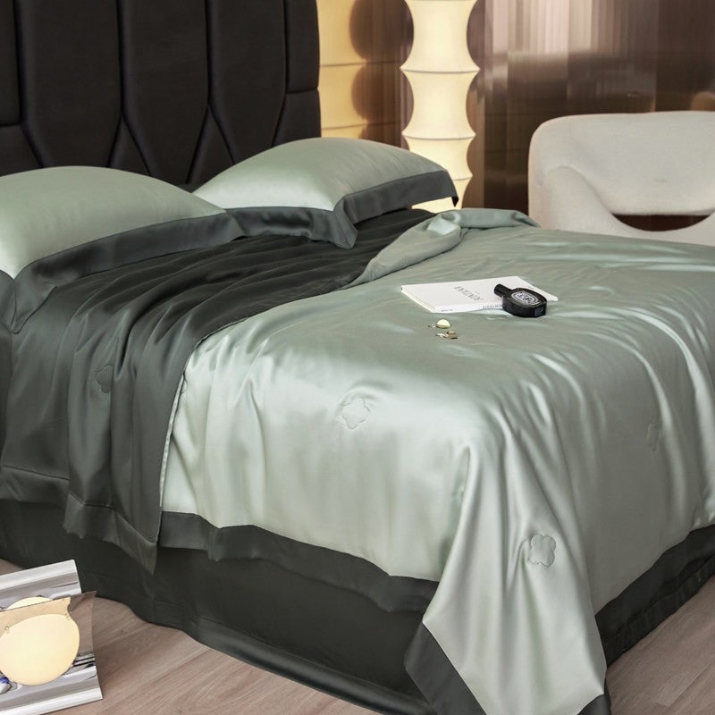 Luxury Colorblock Summer Quilt Set - Hyacinth Purple, Machine-Washable, Air-Conditioned Comfort - Image 3