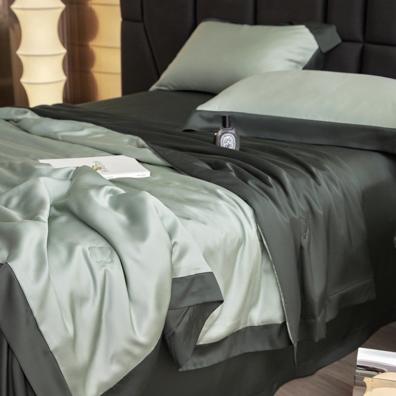 Luxury Colorblock Summer Quilt Set - Hyacinth Purple, Machine-Washable, Air-Conditioned Comfort - Image 2
