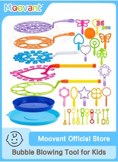 Moovant 36PCS Big Bubble Wands Set with Tray, Giant Bubble Wands Bulk for Kids, Safe Summer Outdoor Educational Toy Set, Various Shapes Fun Bubble Blowing Toys  - Image 1