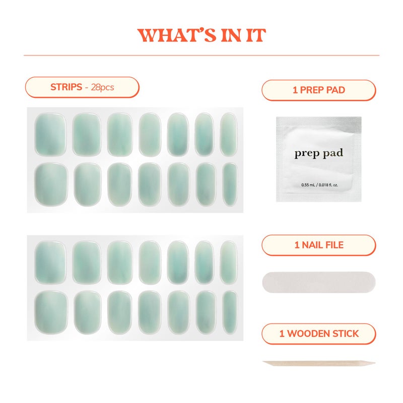 Heyhae Semi Cured Gel Nail Strips | No LED Lamp Needed | Blue, Valentines | Easy Apply & Remove, Salon Quality | Includes 28 Strips, 1 Prep Pads, Nail File & Wooden Stick - Hey, Baby Breeze - Image 3